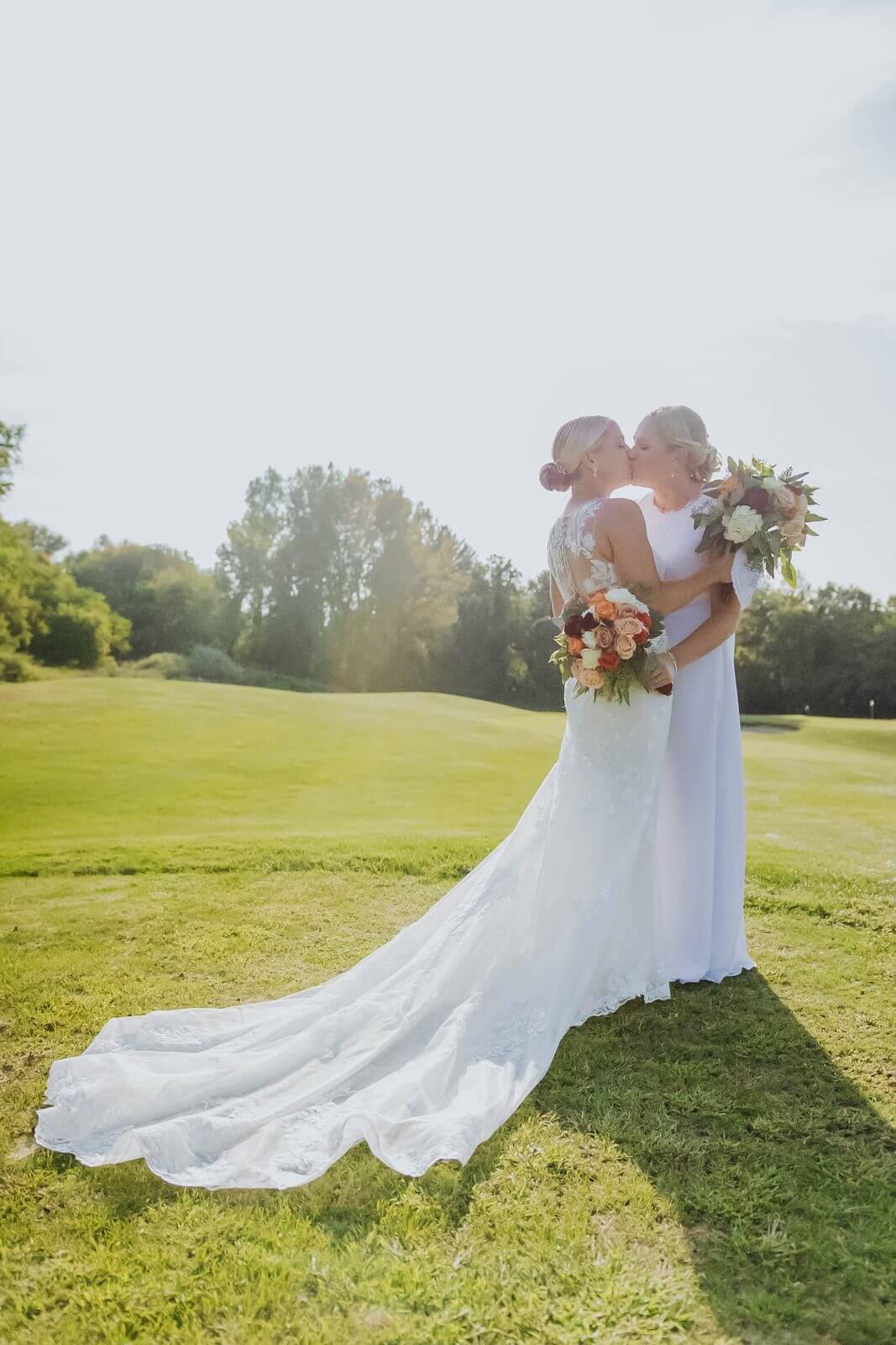 Two brides on their wedding day in New Jersey, photographed by Michael Taramona Productions